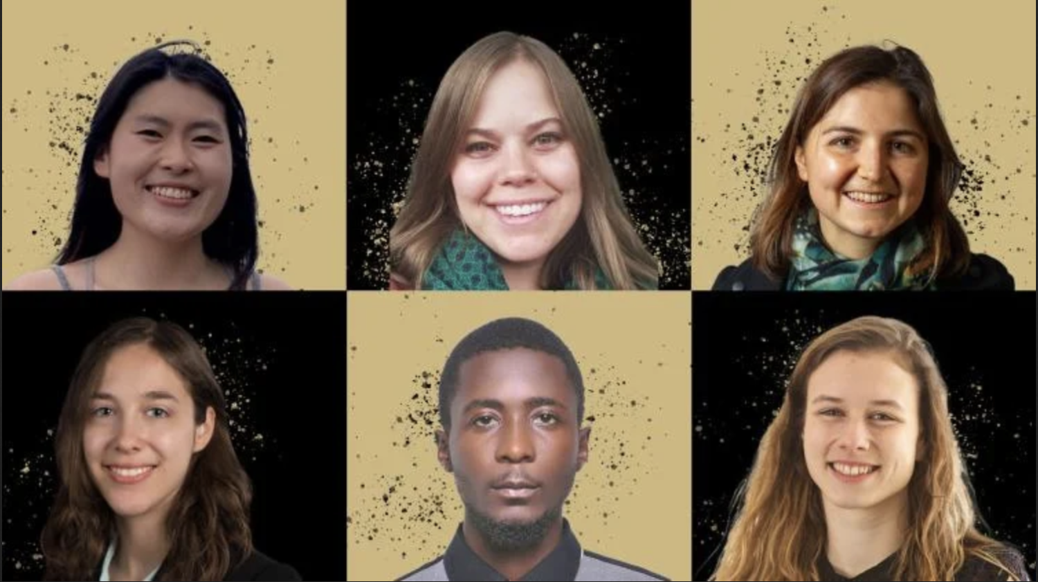 Six incoming life-science scholars are, top row, from left: Angie Liu, Emily Prevost, Emily Yeo; bottom row: Hope Townsend, Joshiah Peters, Sophie Breunig.