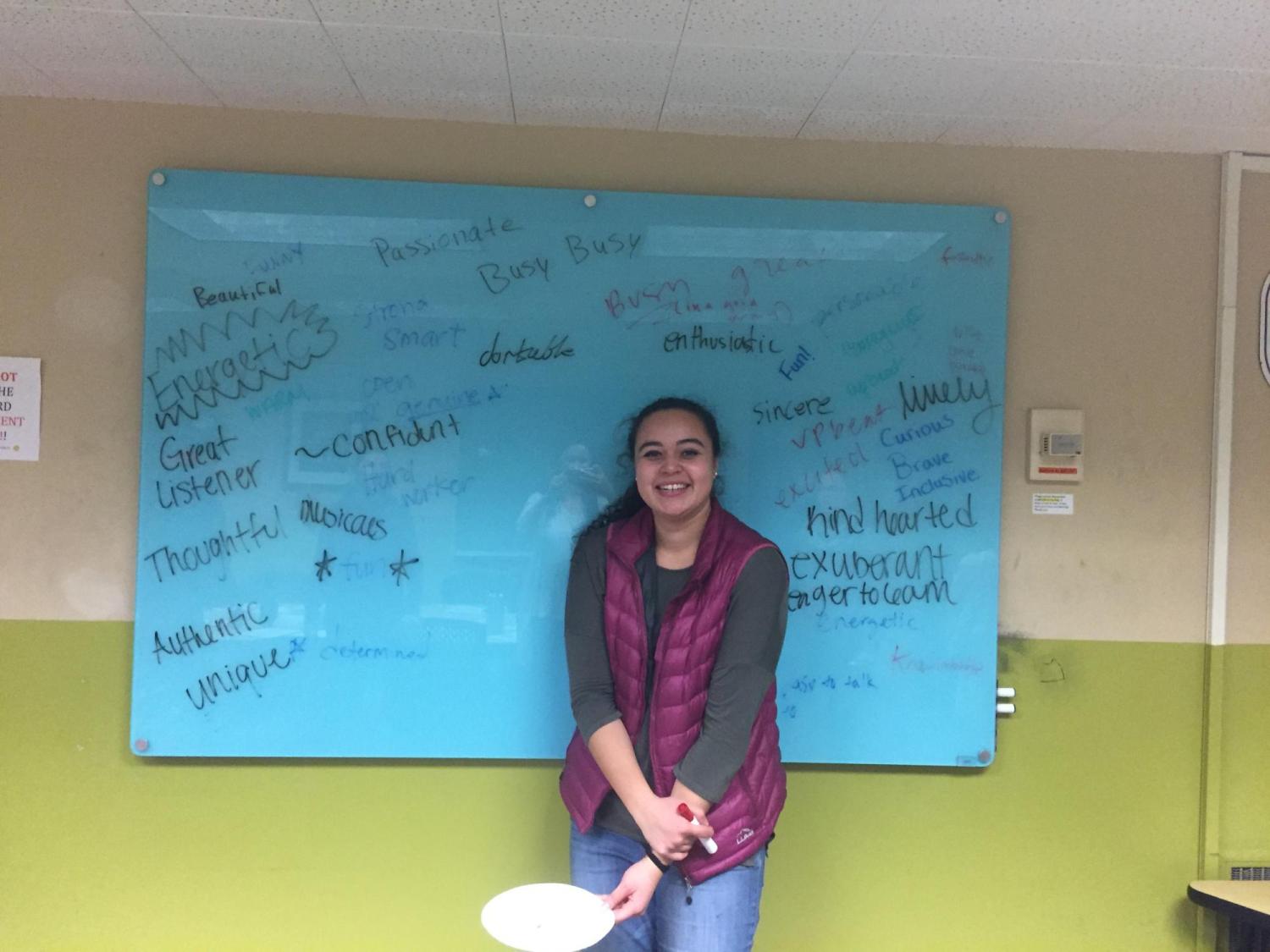Zoe at a student leader meeting