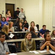 Students attend a power hour on how to be an ALLY