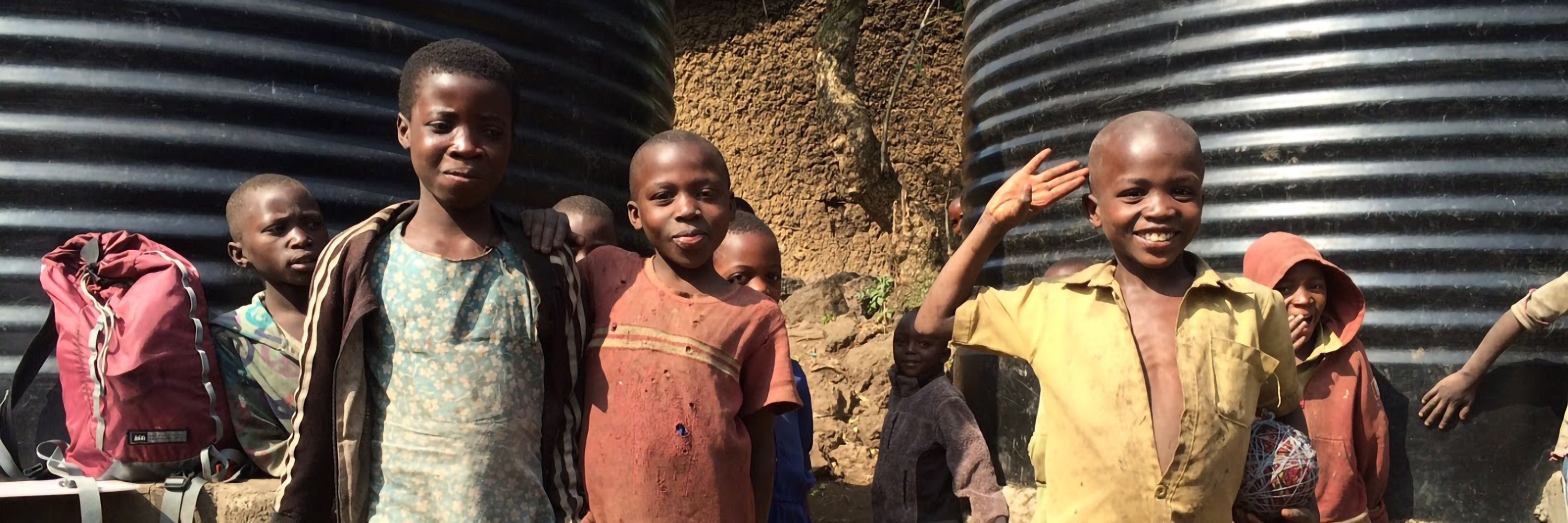 Rwanda Rainwater Catchment System and children