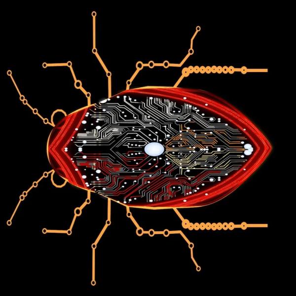 artistic illustration depicting a robotic cockroach