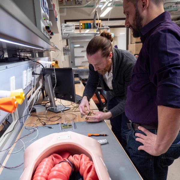 Micah Prendergast works on Endoculus robotic capsule endoscope