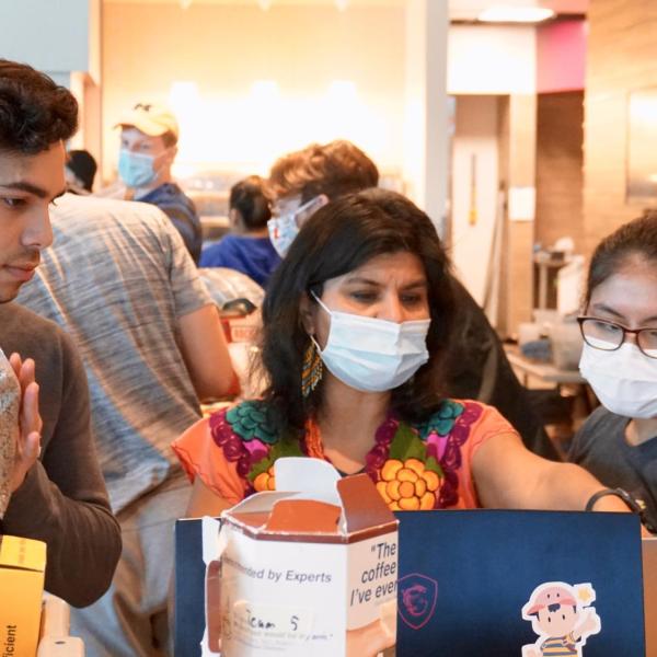 Carmen Pacheco-Borden walks students through design trial