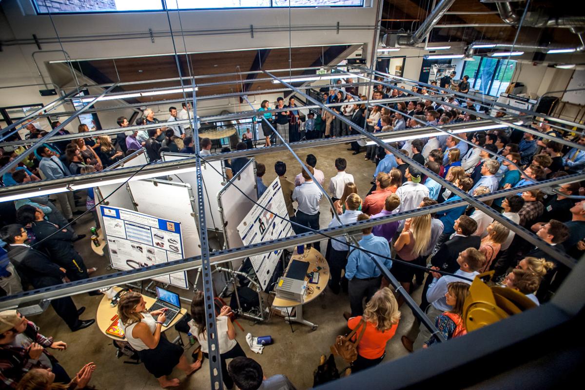 A large gathering in the Idea Forge.