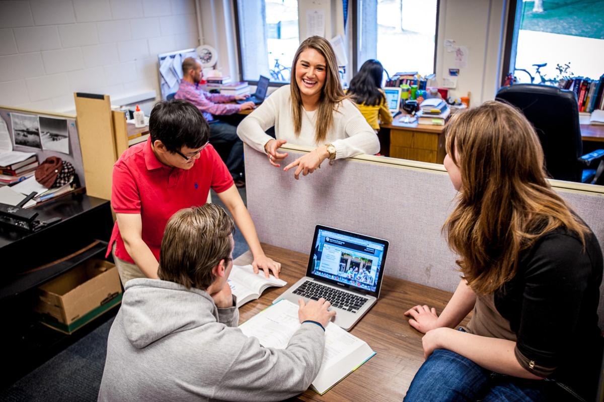 A group of students working together.
