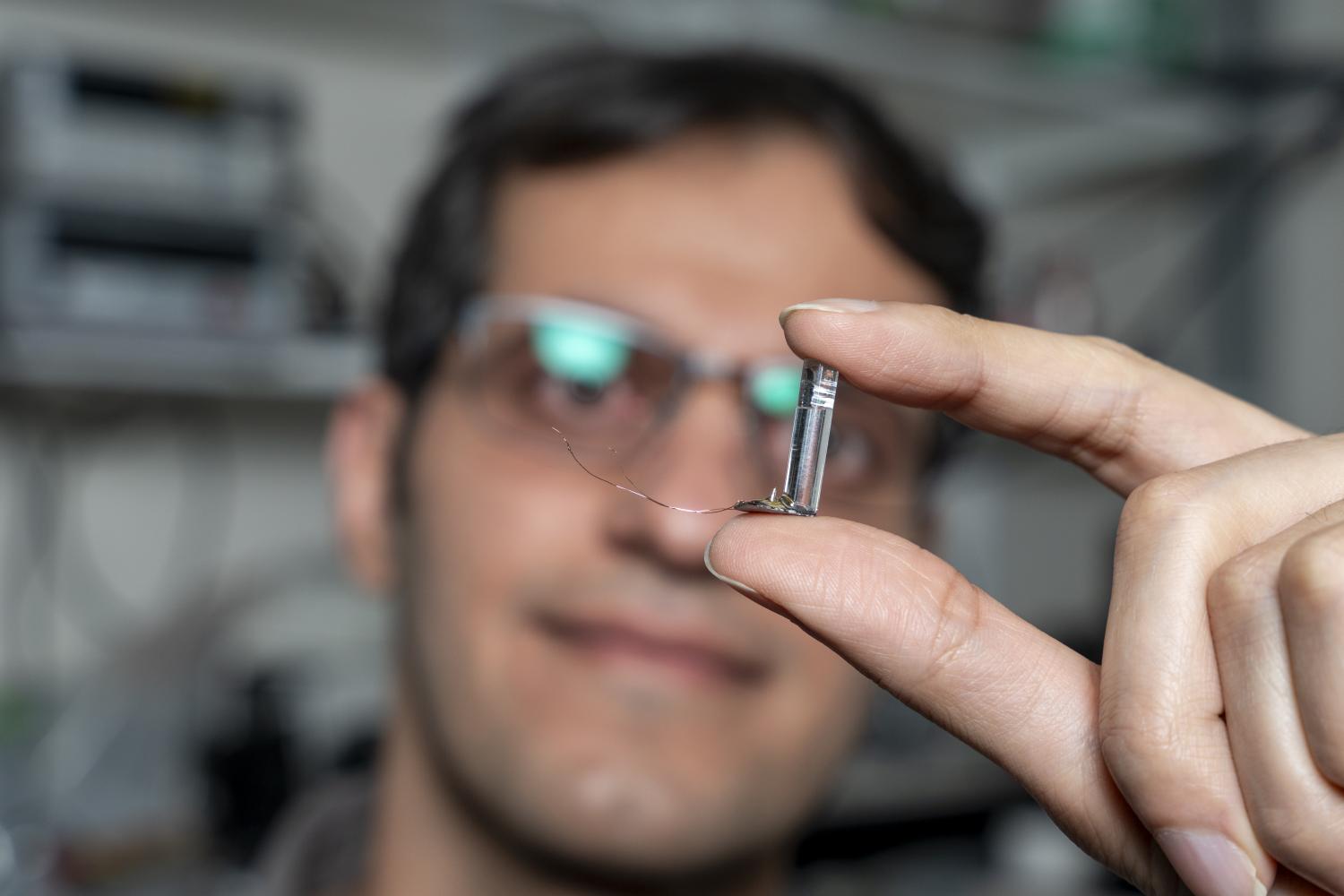 Mohammad Habibi showcasing a small TPV cell