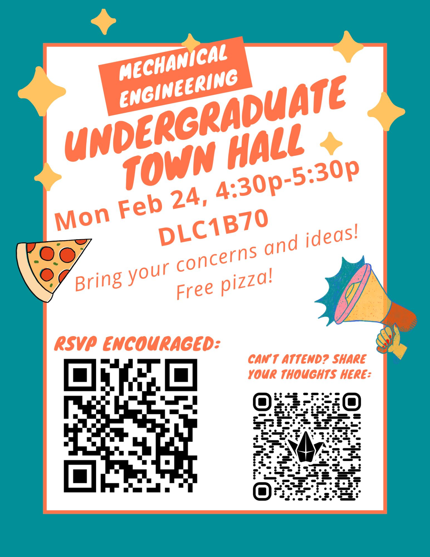 MechE department flyer for undergrad town hall