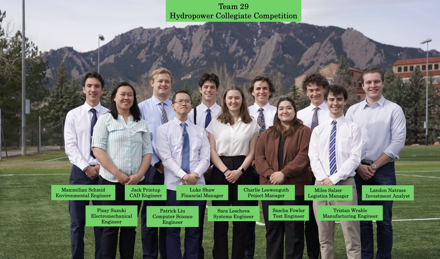 students posing for group photo outside