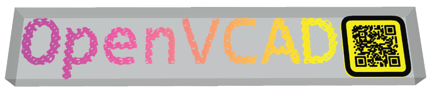 OpenVCAD multi-colored gradient logo with QR code