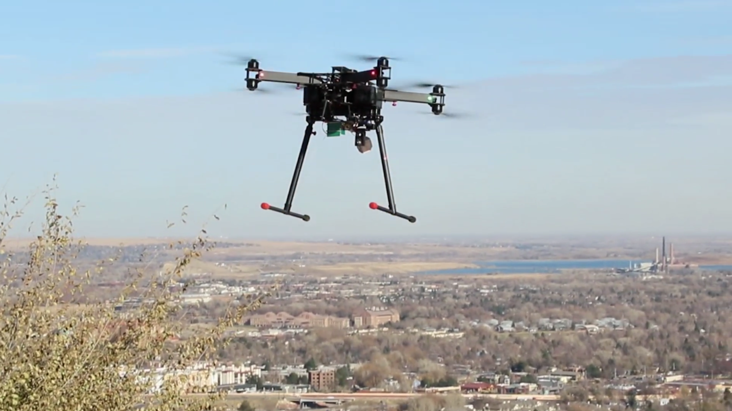 A flying UAV in Boulder