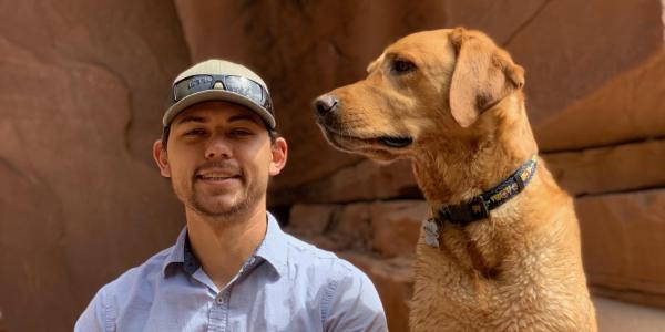 Luke Pagni with his dog