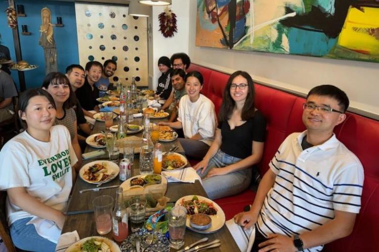 Associate Professor Xiaoyun Ding and his lab group at dinner