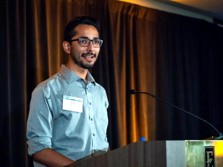 Gabe speaking at Colorado Engineer scholarship dinner