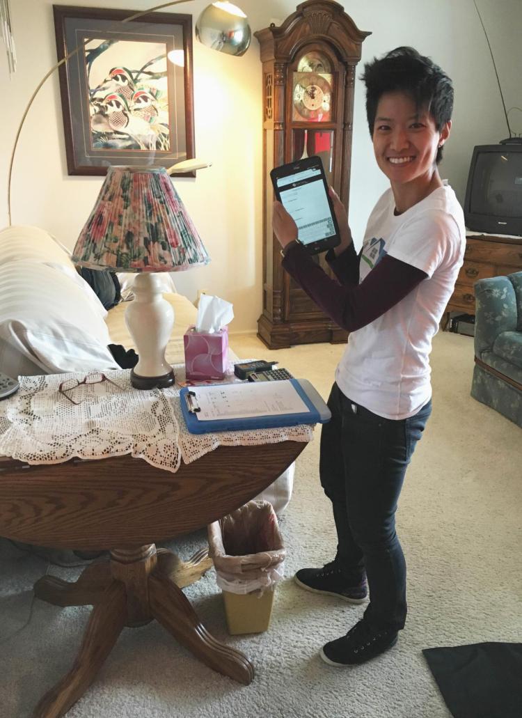 Sarah Hong collecting data