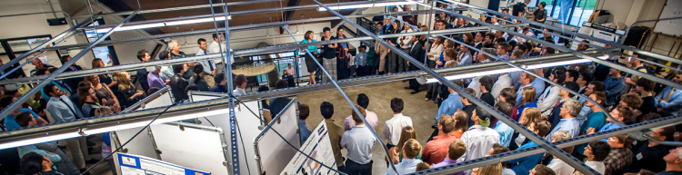 A large gathering in the Idea Forge.