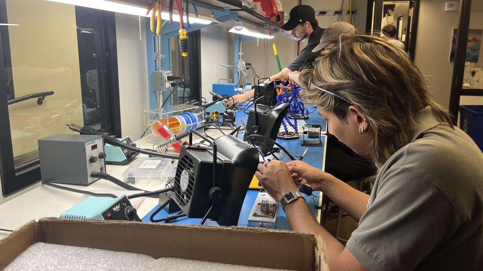 Students working on senior design project