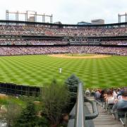 Coors field as seen from the bleachers in center field 