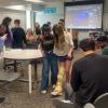 classroom full of students doing STEM activities