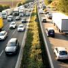 A traffic jam on a highway.