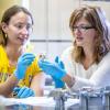 Virginia Ferguson and Chelsea Heveran in Ferguson's lab.