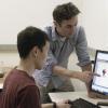 Franck Vernerey with a student.