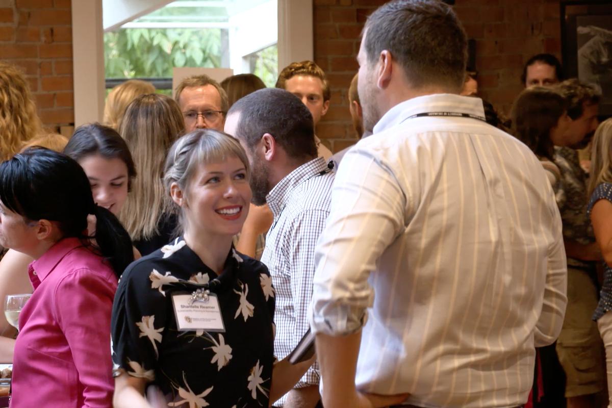 Students at networking event
