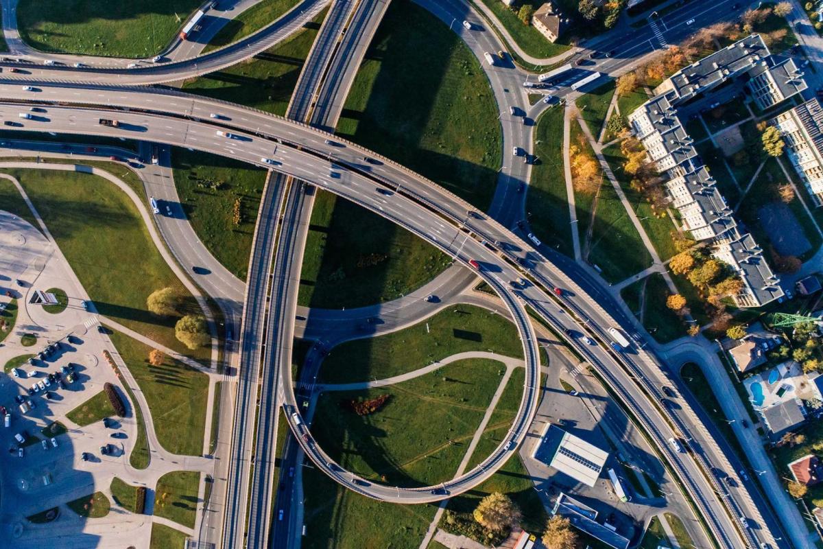 Aerial of intersecting highways
