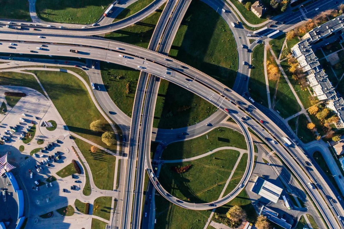 Aerial of intersecting highways