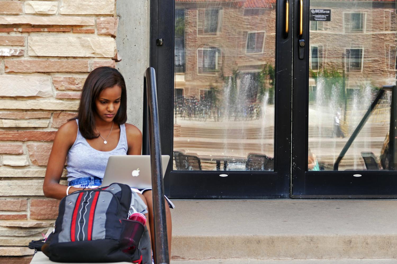 student on computer