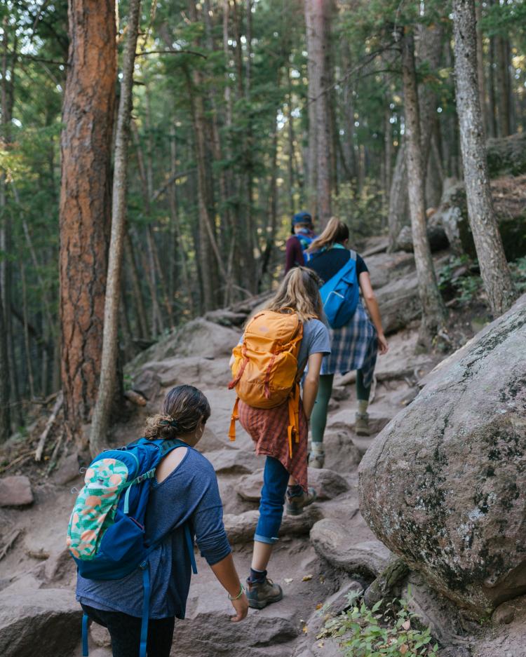 Students hiking to Royal Arch