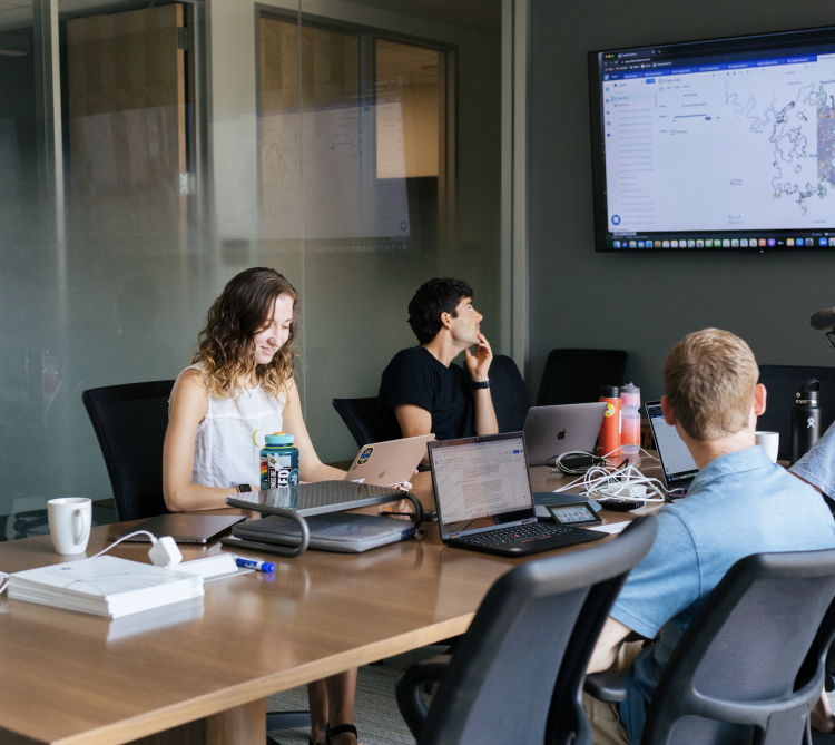 Students working in a group.