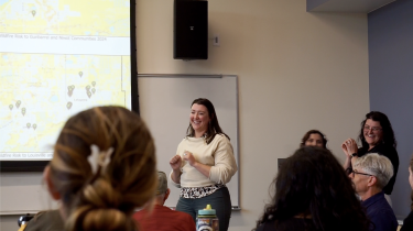 Student speaking at URS Clinic