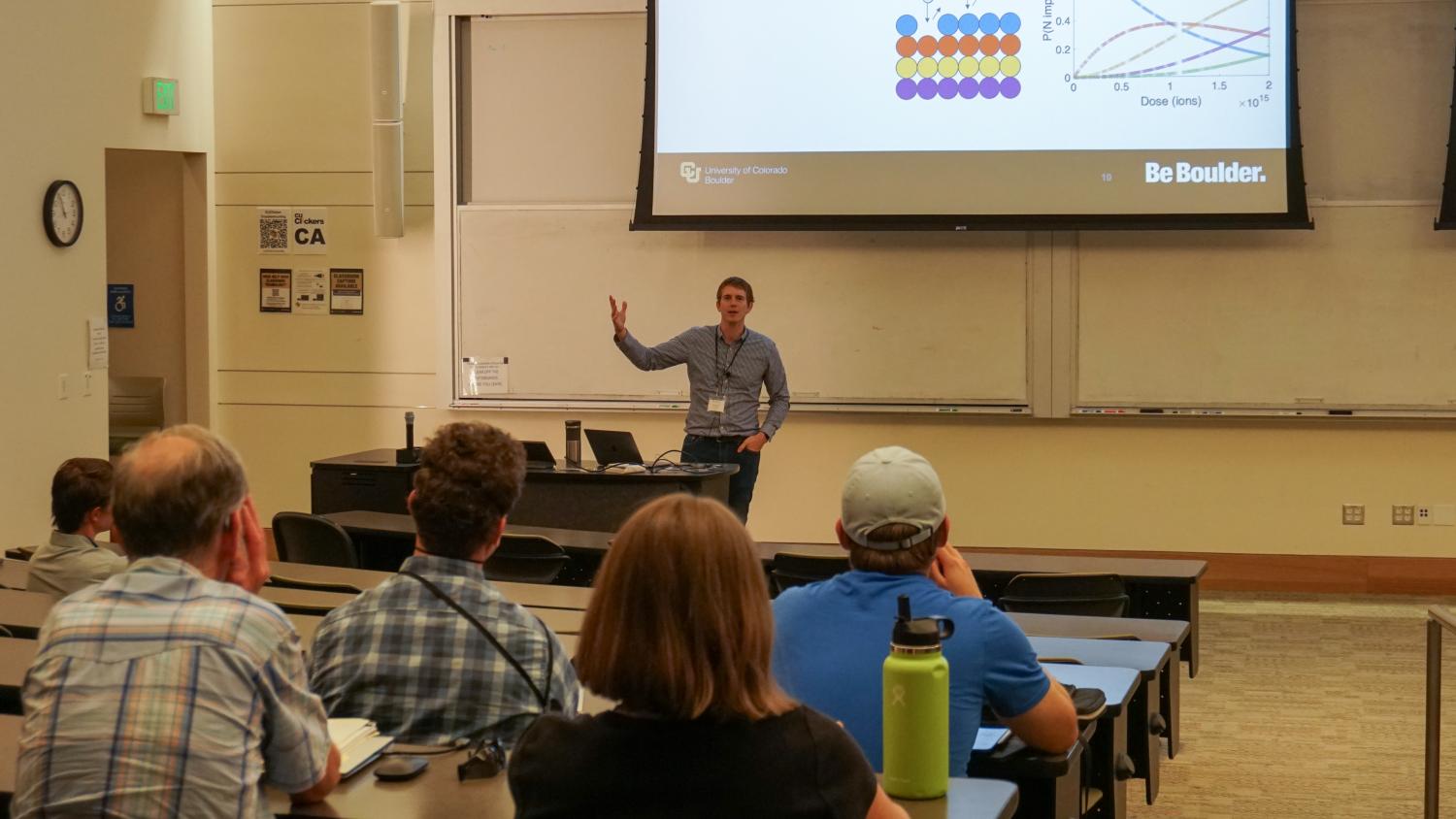 Associate Professor Adam Holewinski discussing research on energetic membranes.