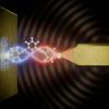 An artistic rendering showing thermal phonon interference in a molecule, otherwise known as "a molecular song."