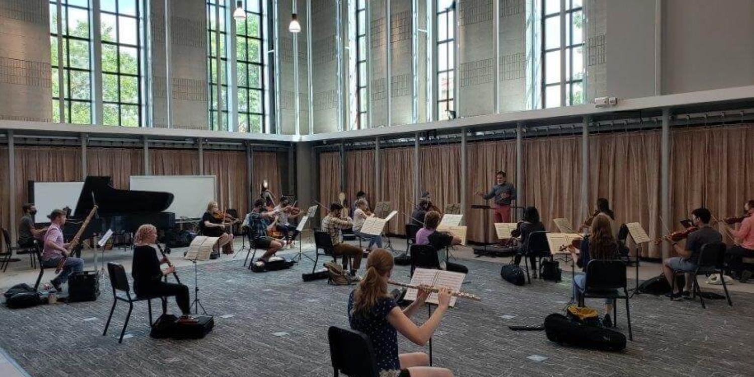 Orchestra rehearsing