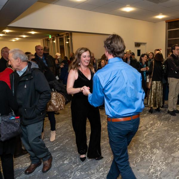 People dancing in lobby