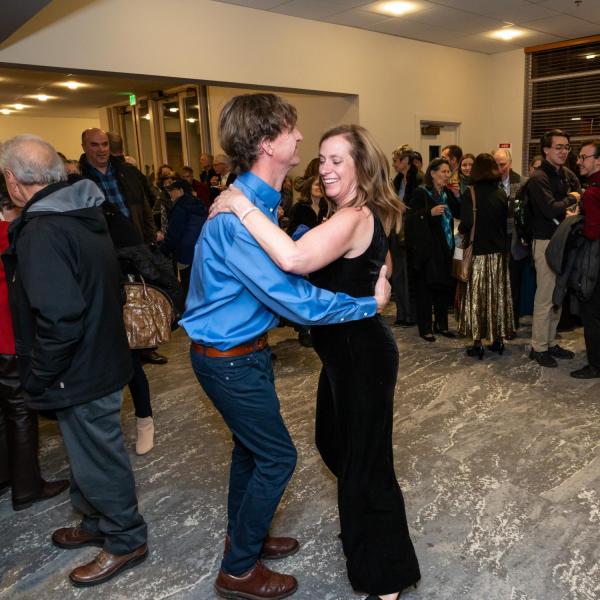 People dancing in lobby