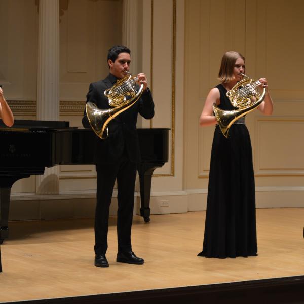 carnegie hall horn quartet on stage