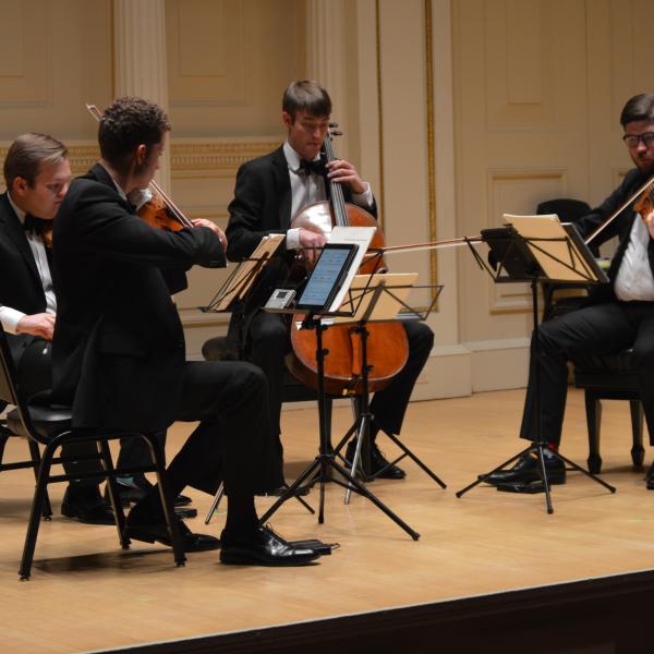 carnegie hall altius quartet on stage
