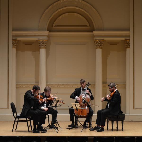carnegie hall altius quartet on stage