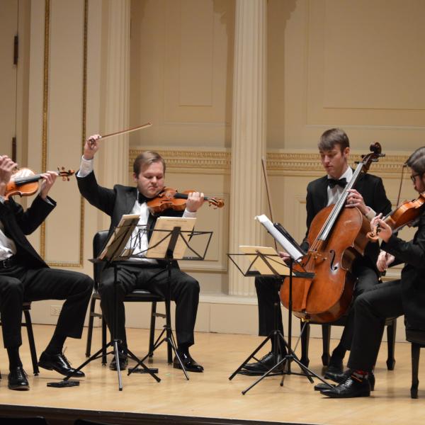 carnegie hall altius quartet on stage