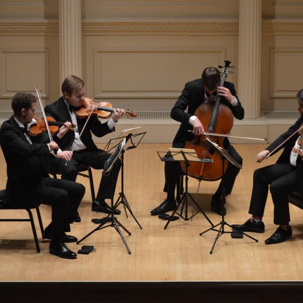 carnegie hall altius quartet on stage