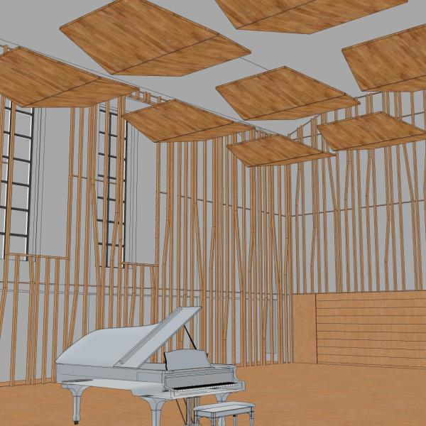 Ensemble space with seats retracted