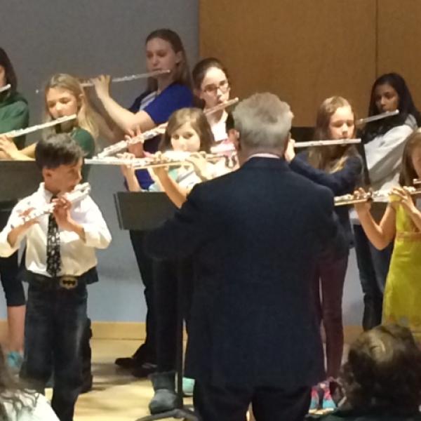 James Galway conducts the Little Galways in rehearsal