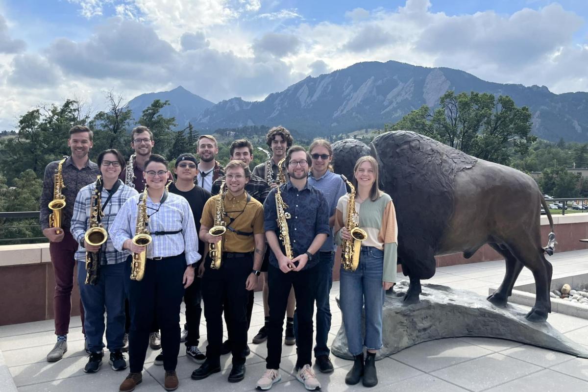 Saxophone studio group photo