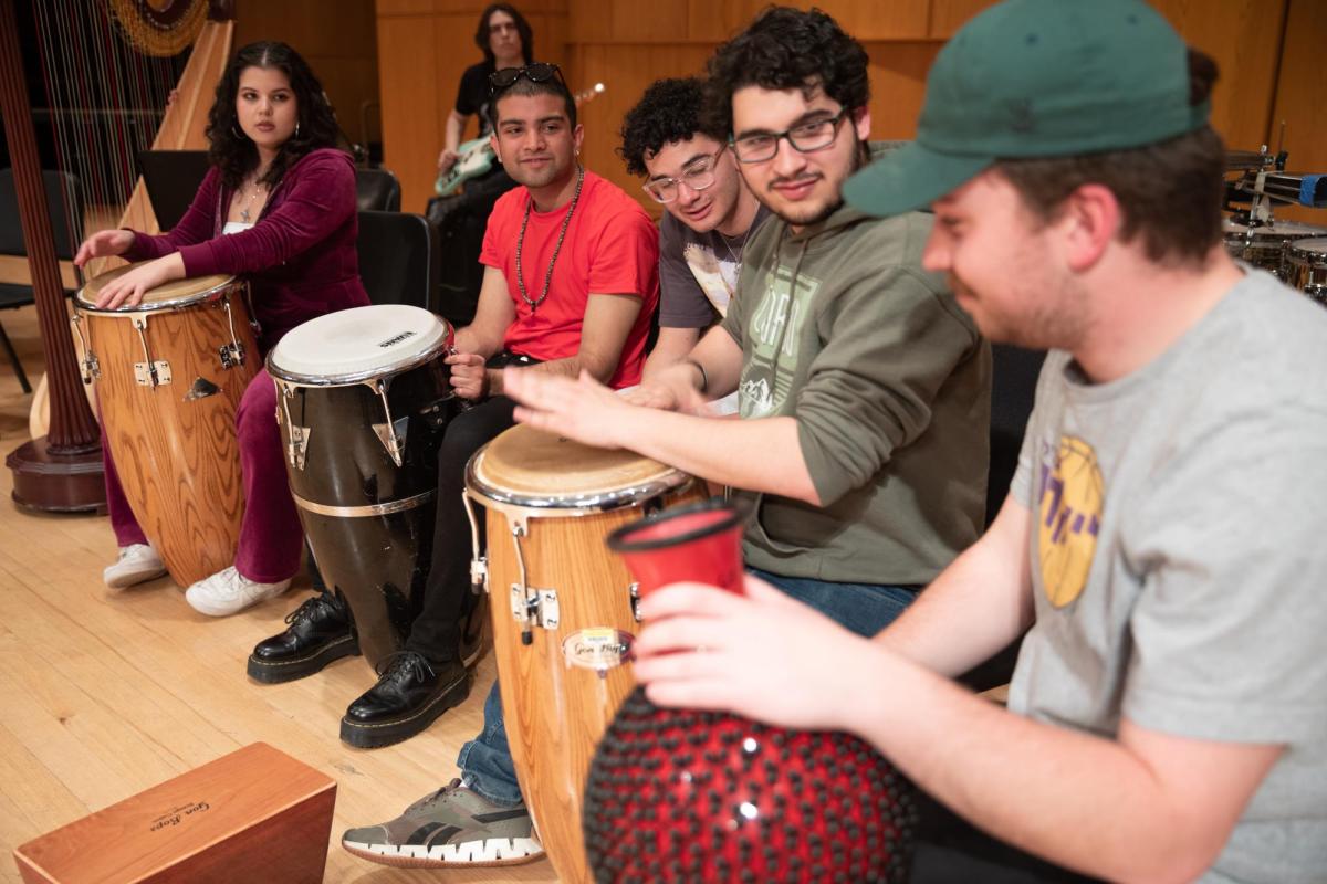 World ensembles students in rehearsal