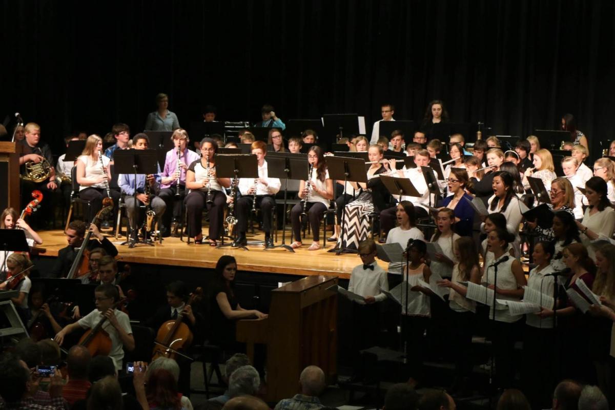 middle school ensemble on stage