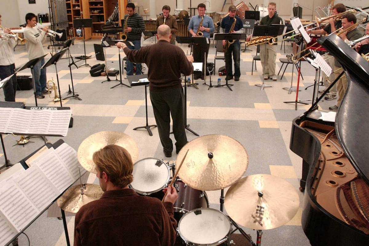 jazz students practicing in the imig band room