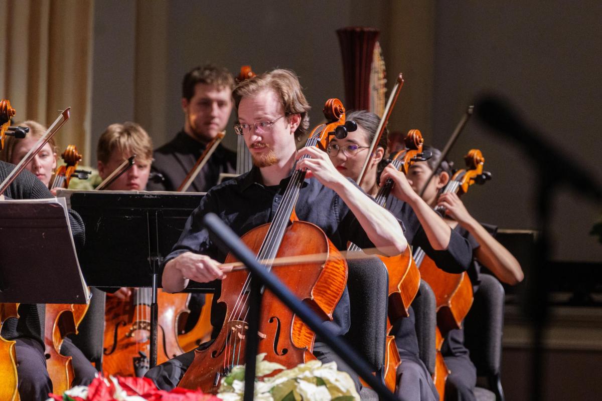 Cello student in performance