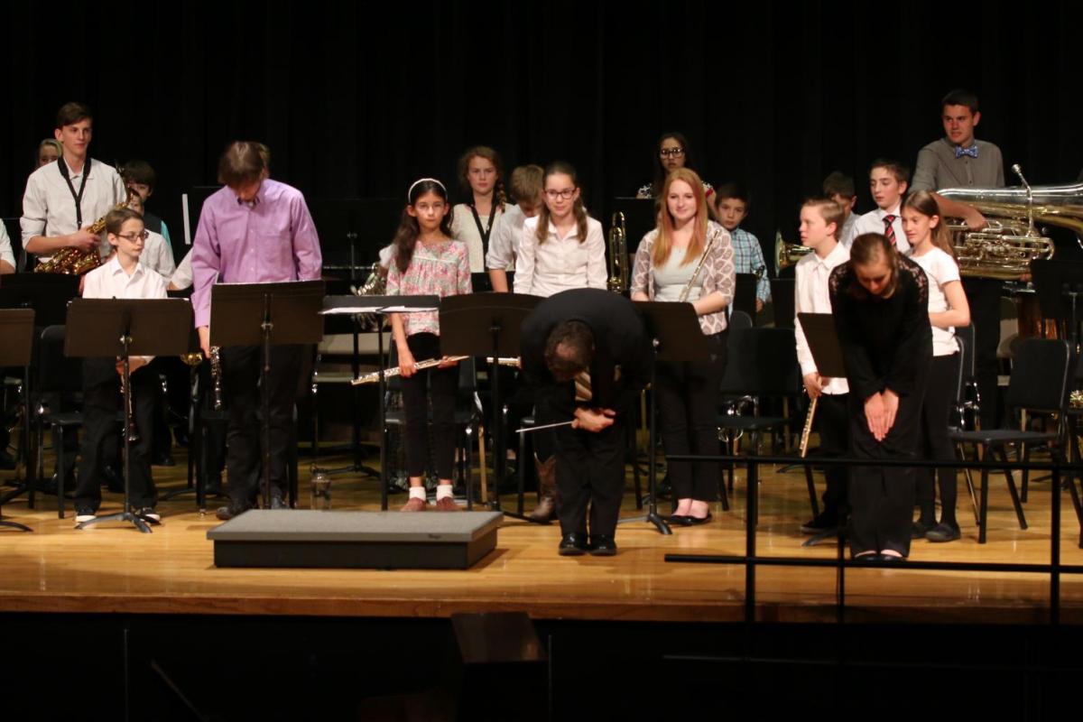 students at middle school ensemble